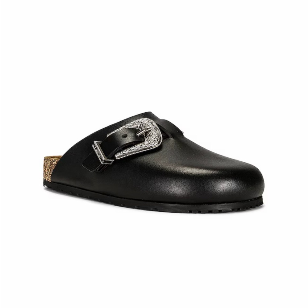 Saint Laurent Jimmy Clog Mules Black Silver Buckle